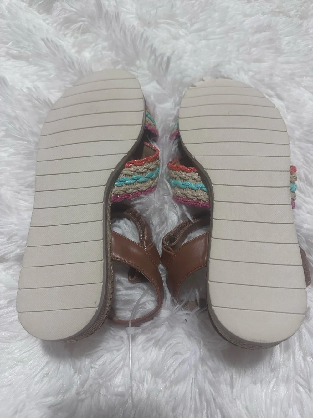 New Dolce Vita Brown Ankle Strap Sandals with Multicolor Braided Straps sz 4